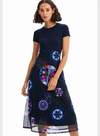 Printed Crew Neck Dress