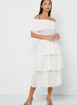Bardot Tiered Midi Dress