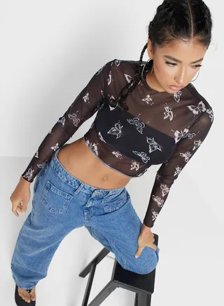 Printed Sheer Top