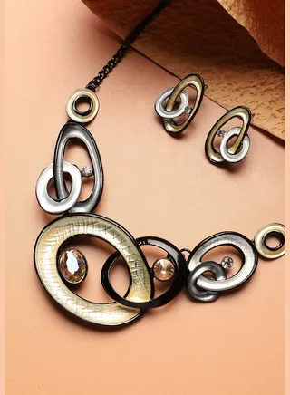Trendy Designer Stone Party Wear Necklace and Earring Set For Women