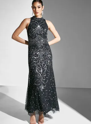 Halter Neck Embellished Dress