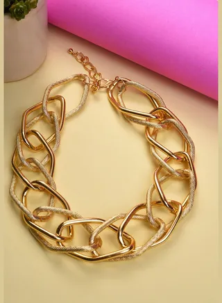Gold Plated Necklace with Chain Detail