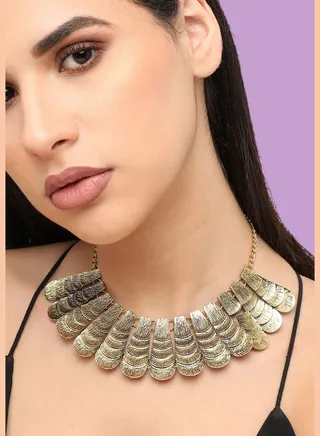 Gold Plated Designer Stone Party Necklace For Women