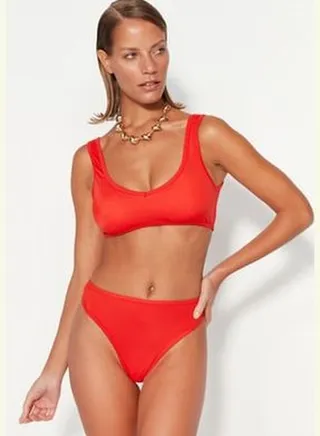 Red Bralette Bikini Top TBESS23BU00346