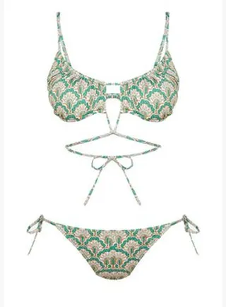 Ethnic Patterned Strapless V Accessory Bikini Set TBESS24BT00002