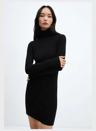 Turtle Neck Ribbed Dress