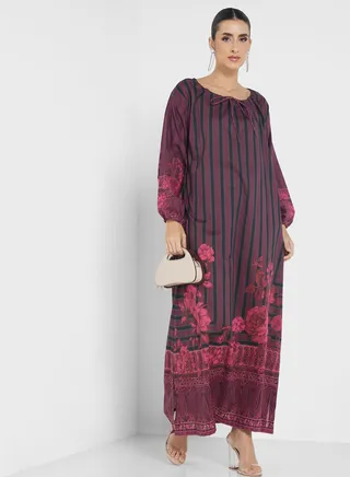 Side Slit Printed Jalabiya