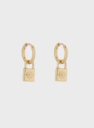Tala Padlock Star Pendant Hoop Earrings
