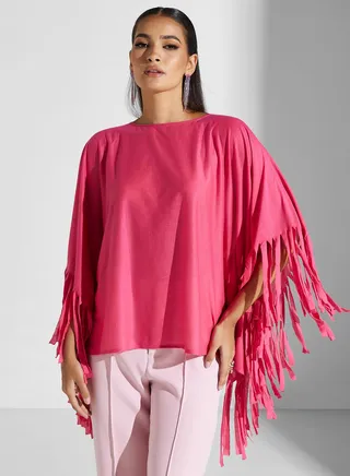 Asymmetric Cape Sleeve Top