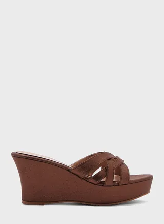 Cross Strap Wedge Sandals