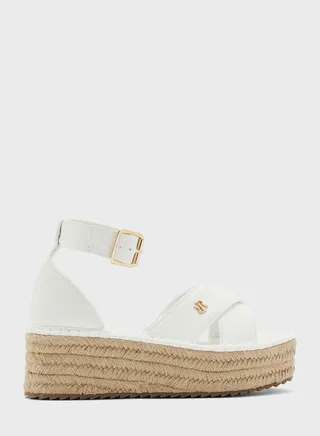 Two Part Espadrille Flatform Wedge Sandals