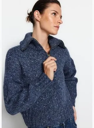 Blue Wide Fit Cotton Gradient Knitwear Sweater TWOAW24KZ00944