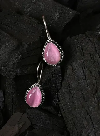 Silver Plated Designer Stone Drop Earrings