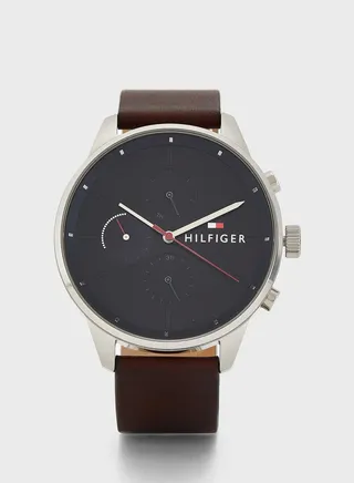 Leather Strap Chronograph Watch