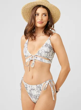 Printed Tie Detail Bikini Set
