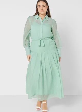 Textured Dress With Belt