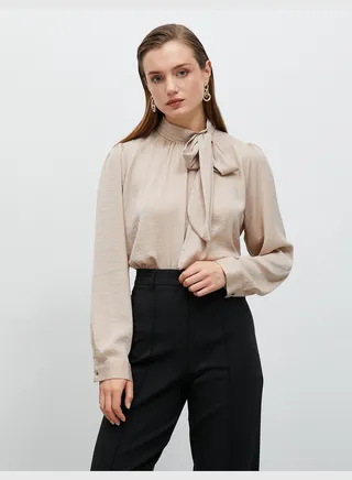 Bowtie Detail Long Sleeve Blouse