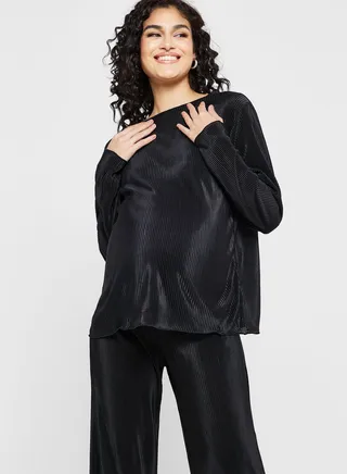 High Neck Plisse Top