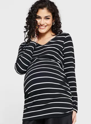 V-Neck Striped Top