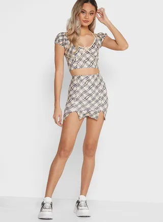 Checkered Skirt Set