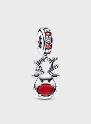 Red Nose Reindeer Murano Dangle Charm