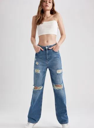High Waist Ripped Jeans