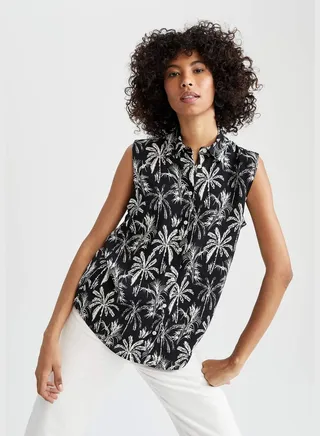 Print Patterned Sleeveless Shirt