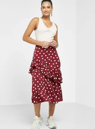 Frill Layer Detail Polka Dot Skirt