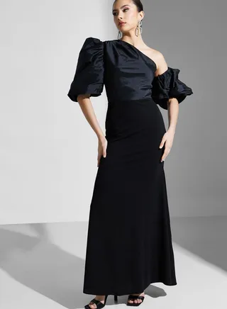 Hadia Ghaleb One Shoulder Puff Sleeve