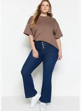 Dark Blue High Waist Flare Leg Flare