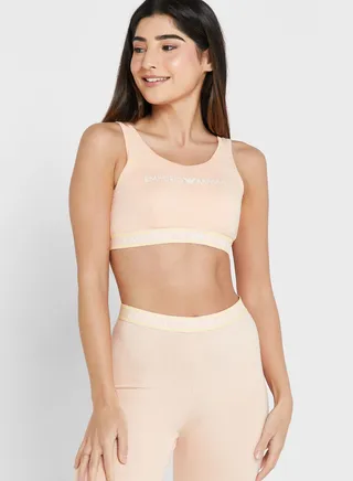 Crew Neck Logo Sports Bra