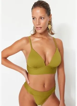 Green Triangle Push Up Textured Bikini Top TBESS21BU0010