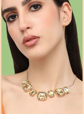 Gold Plated Designer Stone Party Necklace For Women