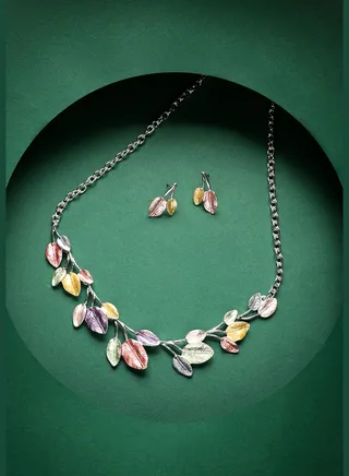 Silver Plated Designer Party Wear Necklace and Earring Set For Women