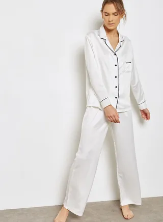 Claudia Contrast Tie Waist Pyjama Set