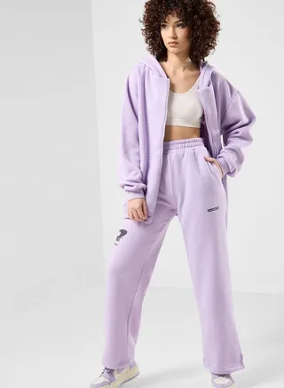 Space Printed Wide Leg Joggers