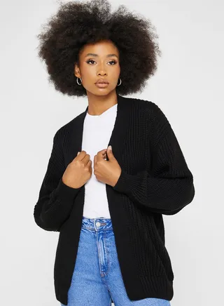Balloon Sleeve Front Open Cardigan