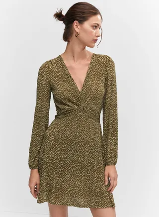 V-Neck Front Knot Dress