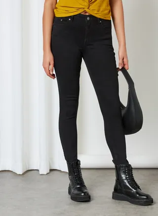 Isa Crop Skinny Jeans Black Denim