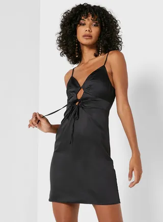 Printed Strappy Cut Out Detail Dress