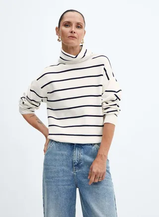 Striped High Neck Sweater