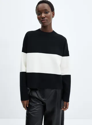 Crew Neck Color Block Sweater