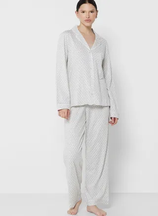 Dot Print Shirt & Pyjama Set