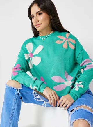 Printed Intarsia Sweater
