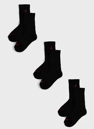 Kids 3 Pack Jordan Jumpman Cushion Crew Socks