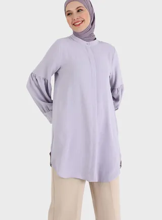 Puff Sleeve Button Down Tunic
