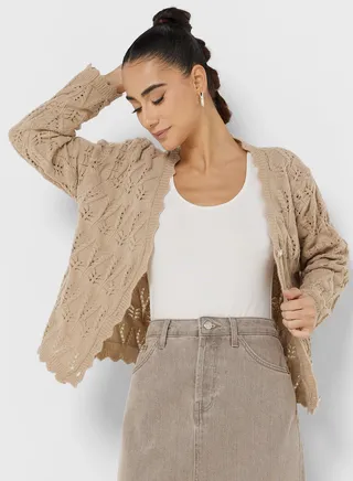 Textured Button Down Cardigan