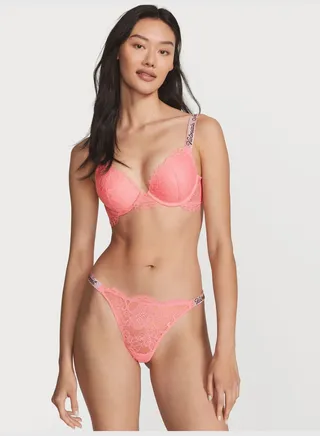 Shine Strap Lace Push-Up Bra