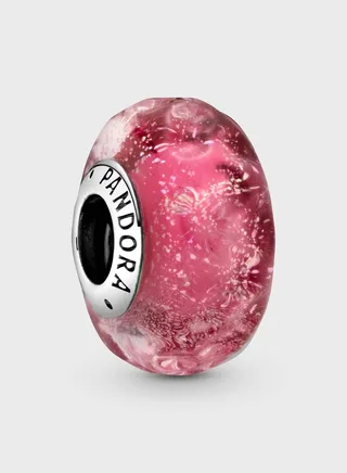 Wavy Fancy Pink Murano Glass Charm