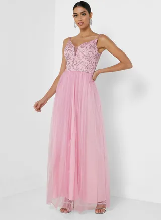 Shimmer Detail A-Line Dress